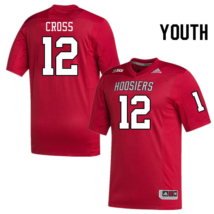 Youth #12 Miles Cross Indiana Hoosiers College Football Jerseys Stitched-Crimson